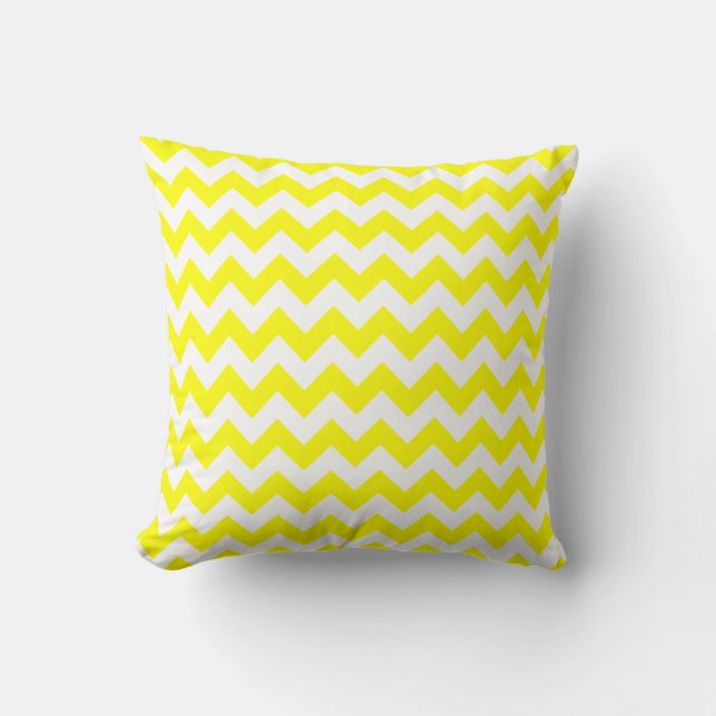 Cojín Decorativo Chevron amarillo eléctrico (Anverso)
