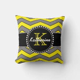 Cojín Decorativo Chevron amarillo y gris, personalizado, con
