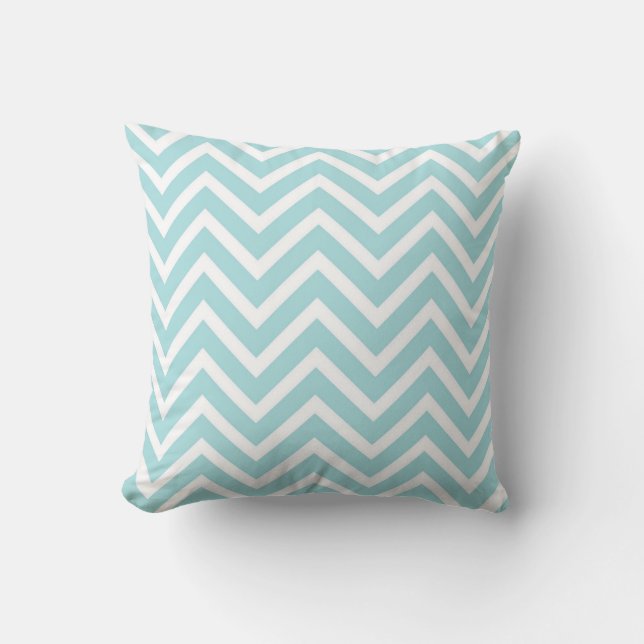 Cojín Decorativo Chevron azul en polvo (Anverso)