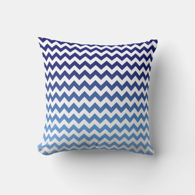 Cojín Decorativo Chevron azul Ombre (Anverso)