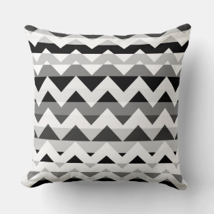 Cojín Decorativo Chevron blanco y gris Zigzag