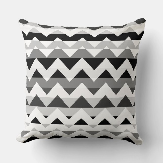 Cojín Decorativo Chevron blanco y gris Zigzag (Anverso)