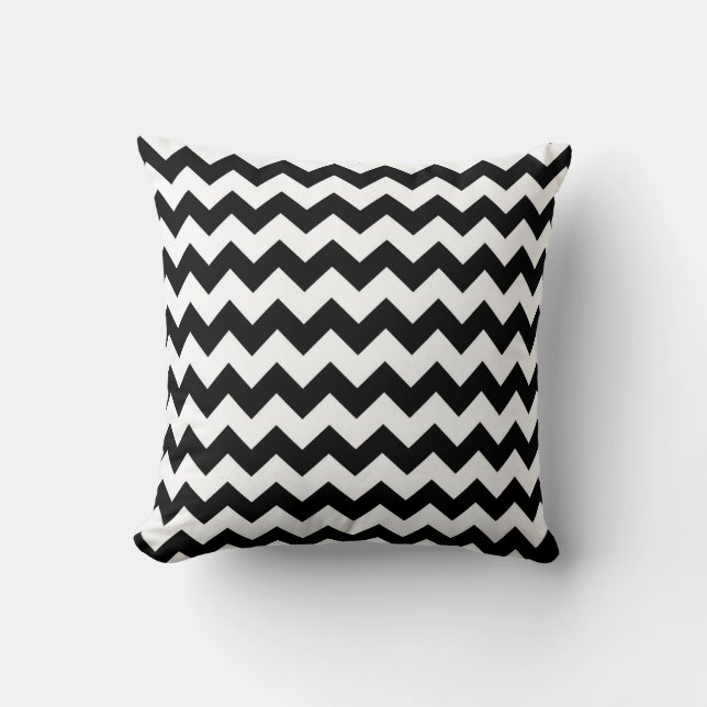 Cojín Decorativo Chevron blanco y negro (Anverso)
