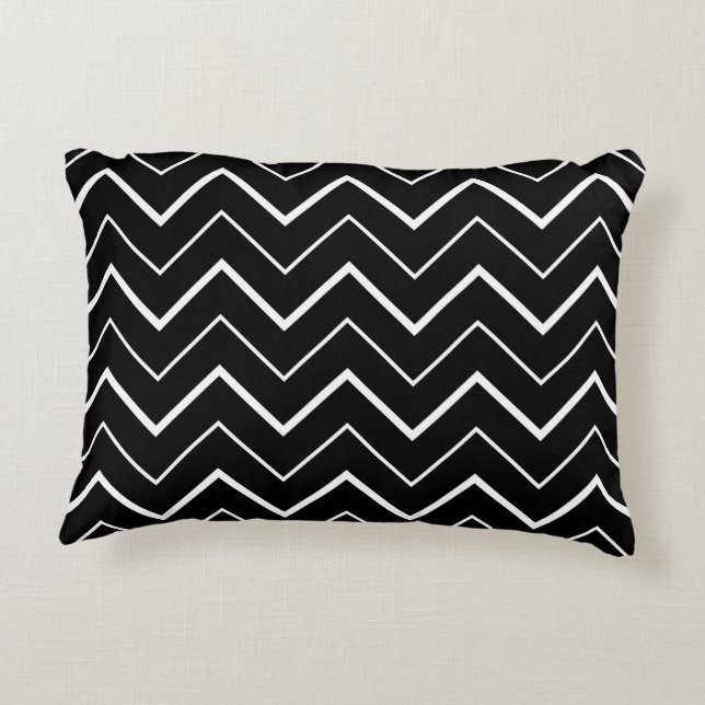 Cojín Decorativo Chevron blanco y negro (Reverso)