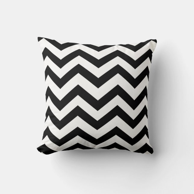 Cojín Decorativo Chevron blanco y negro (Anverso)