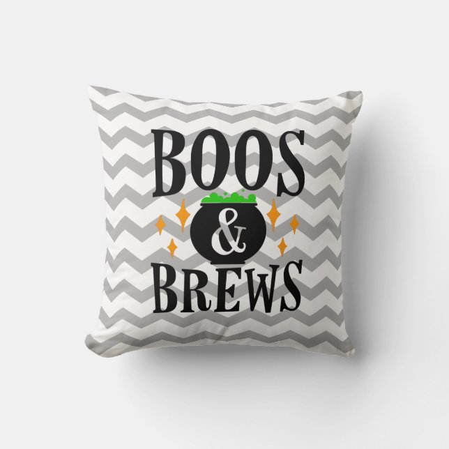 Cojín Decorativo Chevron Boos and Brews Halloween (Anverso)