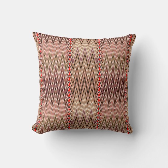 Cojín Decorativo Chevron Damask, Taupe Tan y Beige (Anverso)