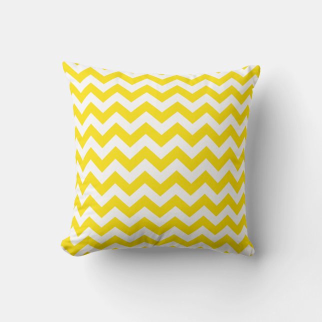 Cojín Decorativo Chevron de safari amarillo dorado (Anverso)