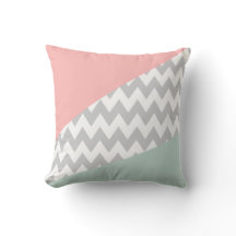 Chevron gris - menta y coral