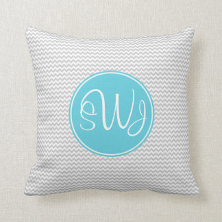 Cojín Decorativo Chevron gris y azul