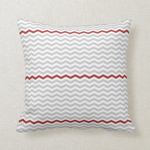 Cojín Decorativo Chevron gris y rojo