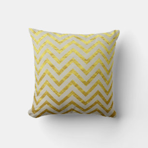 Cojín Decorativo Chevron Hoja de Oro Gris Elegante Real Brillante C