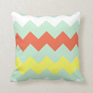 Cojín Decorativo Chevron macizo - menta/coral/sol
