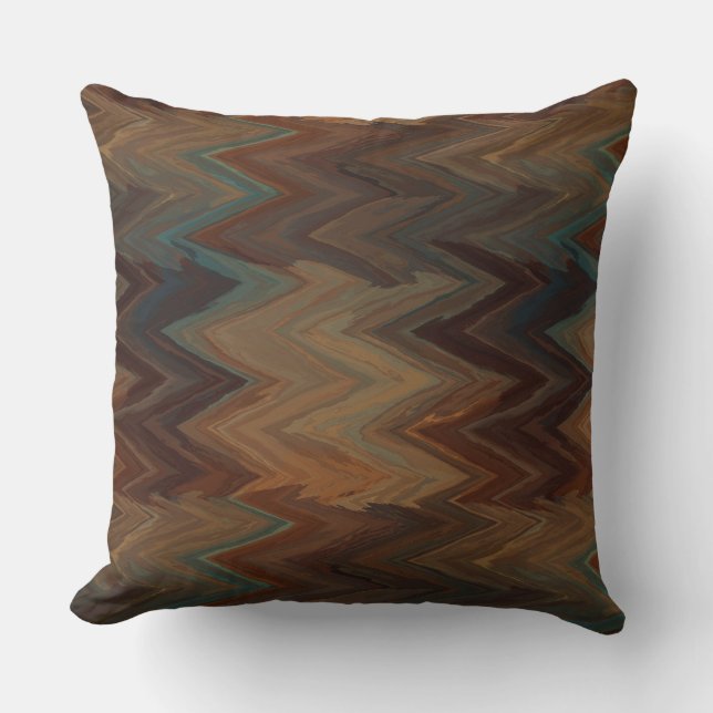 Cojín Decorativo Chevron Marrón del Sudoeste (Anverso)