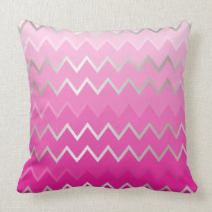Cojín Decorativo Chevron metálico rosado