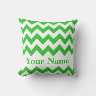 Cojín Decorativo Chevron negrita verde con monograma