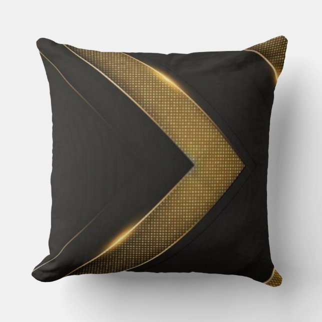 Cojín Decorativo Chevron Negro Y Oro (Anverso)