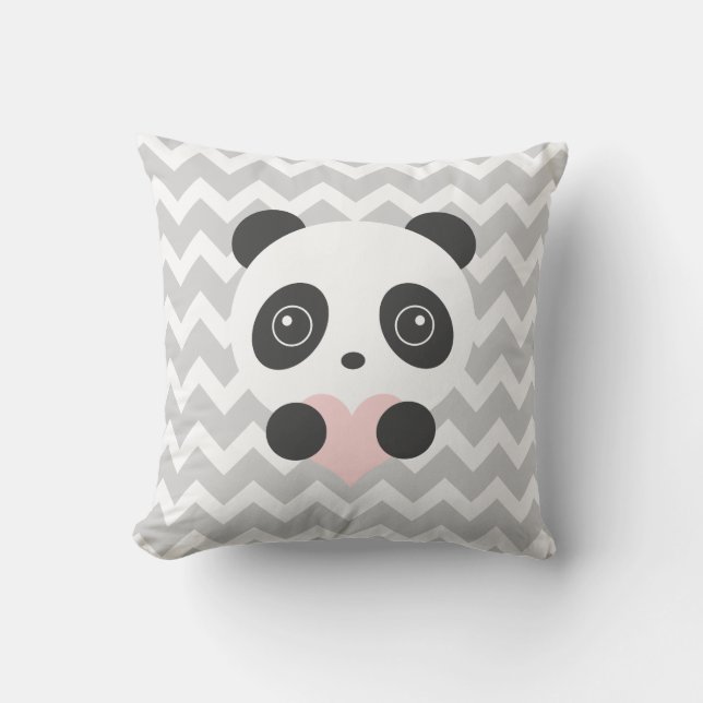 Cojín Decorativo Chevron Panda Heart Cushion (Anverso)