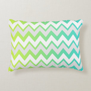 Cojín Decorativo Chevron patrón lima verde agua verde azulada oscur