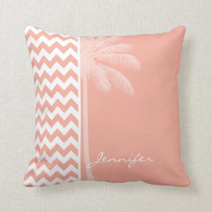 Cojín Decorativo Chevron Peach Profundo; Palm De Verano