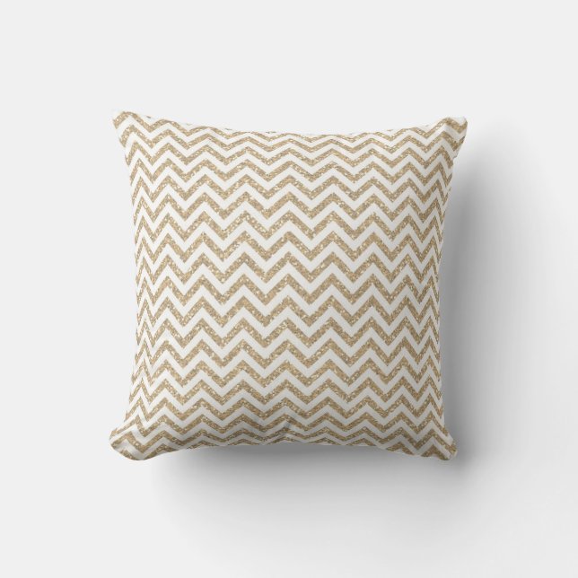Cojín Decorativo Chevron Purpurina Gold Glam Faux (Anverso)