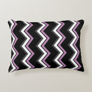 Cojín Decorativo Chevron rosa, negro, gris y blanco