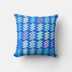 Cojín Decorativo Chevron roto - tonos de azul, violeta y aqua