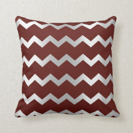 Cojín Decorativo Chevron Silver Gray Burgundy Maroon Metalizado Str
