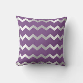 Cojín Decorativo Chevron Silver Gray Purple Amethyst Metalizado Str