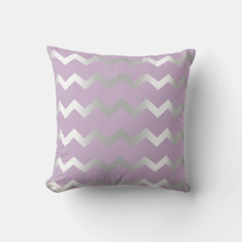Cojín Decorativo Chevron Silver Gray Strips Lines Lavender