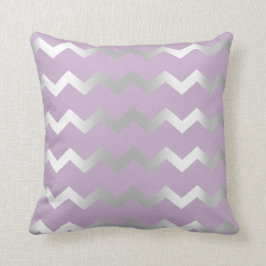 Cojín Decorativo Chevron Silver Gray Strips Lines Lavender