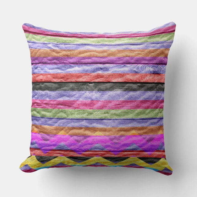 Cojín Decorativo Chevron Stripe Moderno Wood #6 (Anverso)
