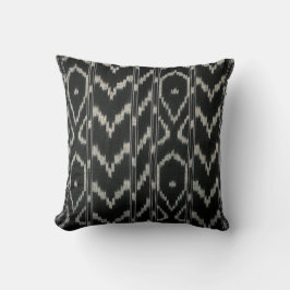 Cojín Decorativo Chevron tribal moderno Ikat| gris negro