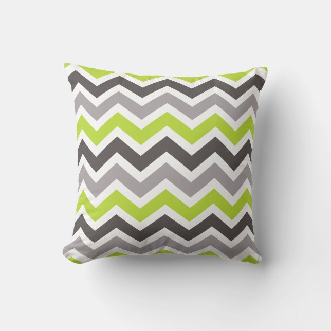 Cojín Decorativo Chevron verde y gris (Anverso)