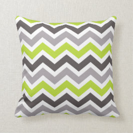 Cojín Decorativo Chevron verde y gris