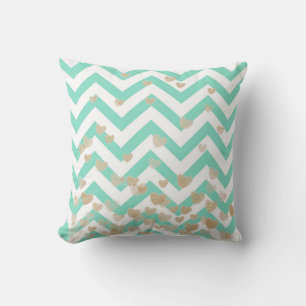 Cojín Decorativo Chevron y Corazones