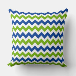 Cojín Decorativo Chevron y lunares verdes y azules