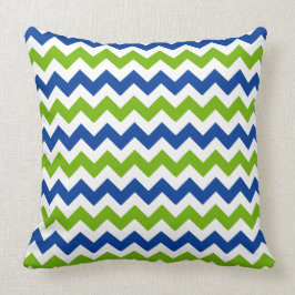 Cojín Decorativo Chevron y lunares verdes y azules