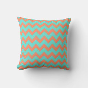 Cojín Decorativo Chevron Zig Zag Pastel Mint Peach 90s Preppy