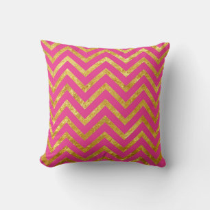 Cojín Decorativo Chevrons rosados de oro metálico