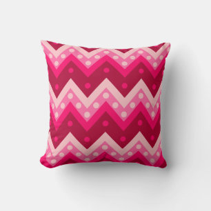 Cojín Decorativo Chevrons y puntos - burdeos y rosa