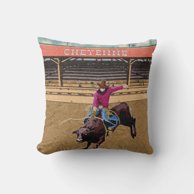Cojín Decorativo Cheyenne Rodeo Cowboy Bull Riding (Anverso)