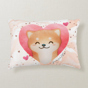 Cojín Decorativo Chiba chiba inu en el corazón