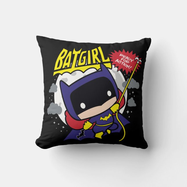 Cojín Decorativo Chibi Batgirl Preparado Para La Acción (Anverso)