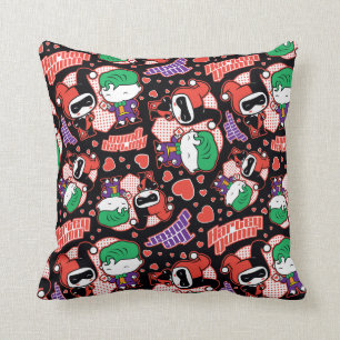 Cojín Decorativo Chibi Joker and Harley Heart Pattern