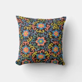 Cojín Decorativo Chic Black Pattern with Colorful Floral 