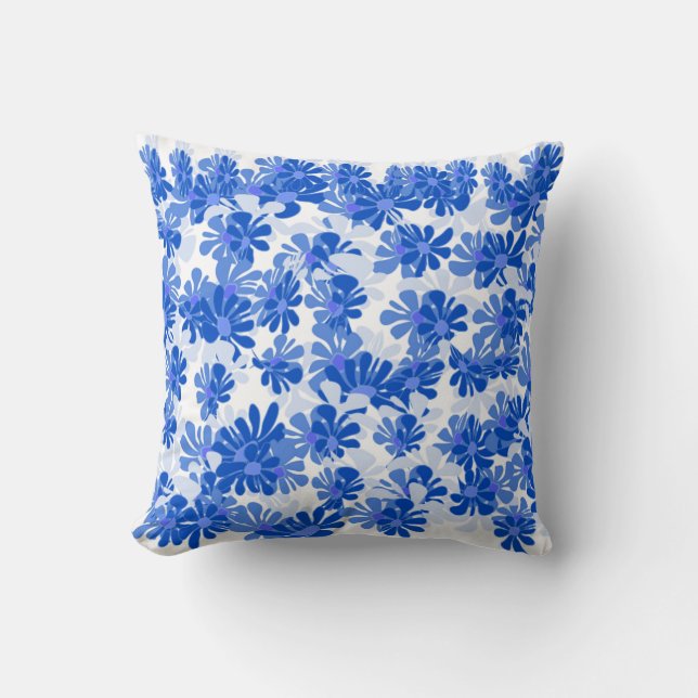 Cojín Decorativo Chic Blossoms: Vibrant Blue Cushion (Anverso)