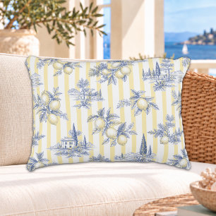 Cojín Decorativo Chic Costero Toile de Jouy de Isla Exótica de Cítr