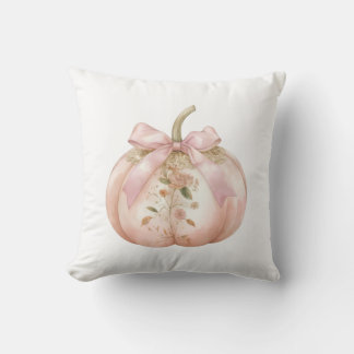 Cojín Decorativo Chic Deslucido Floral Calabaza Coqueta Otoño Rosa