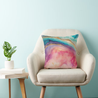 Cojín Decorativo Chic Lavado de Acuarela Pastel Moderno Salpicadura